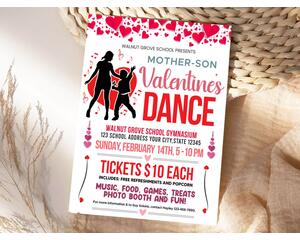 DIY School Mother Son Valentine's Day Dance Flyer Template